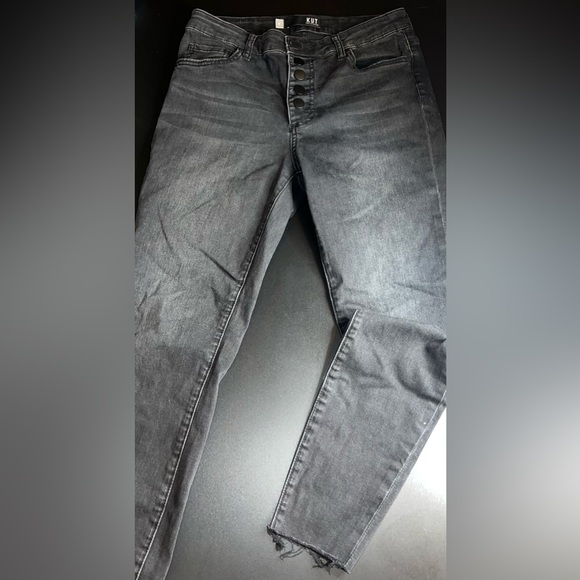 Kut From The Kloth Donna High Rise Ankle Skinny Raw Hem Skinny Jean Size 4 EUC - Picture 1 of 10